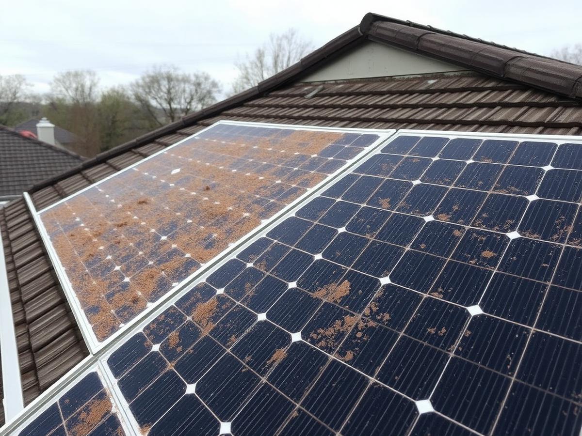 Dirty solar panels before cleaning